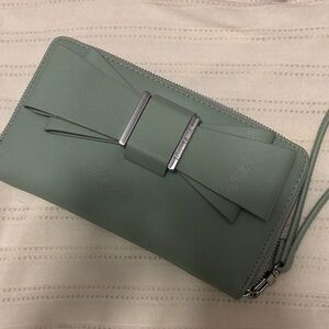 Betsey Johnson Sage Green Wallet with Bow Accent